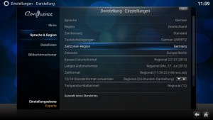 KODI Sprach & Region-Einstellungen