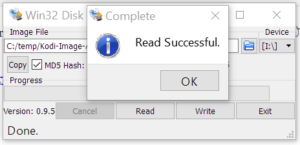 Win32 Disk Imager - Fertig