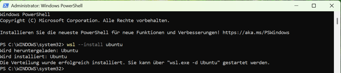 Distro Ubuntu für WSL2 installieren